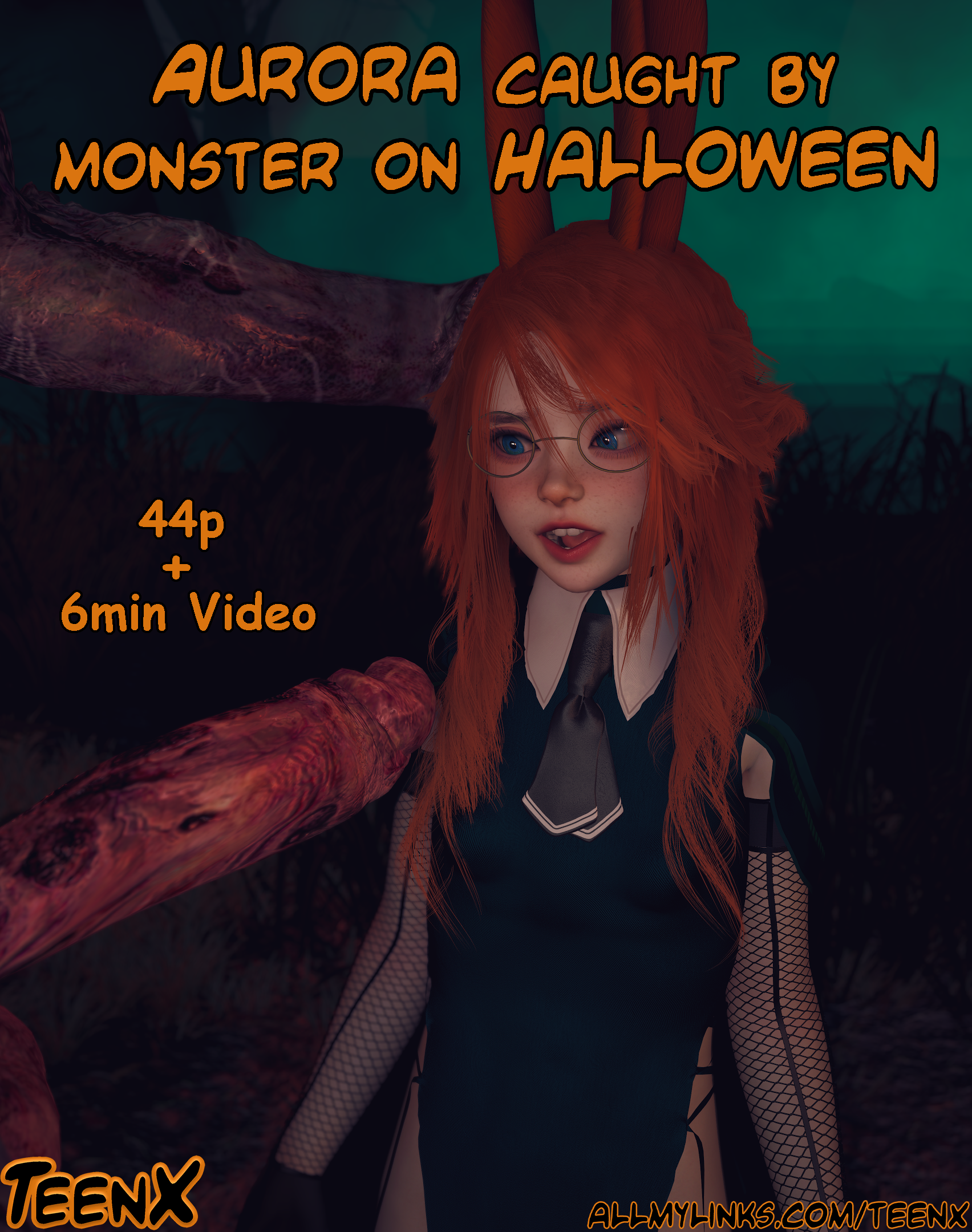 Aurora caught by monster on Halloween Cover.png
