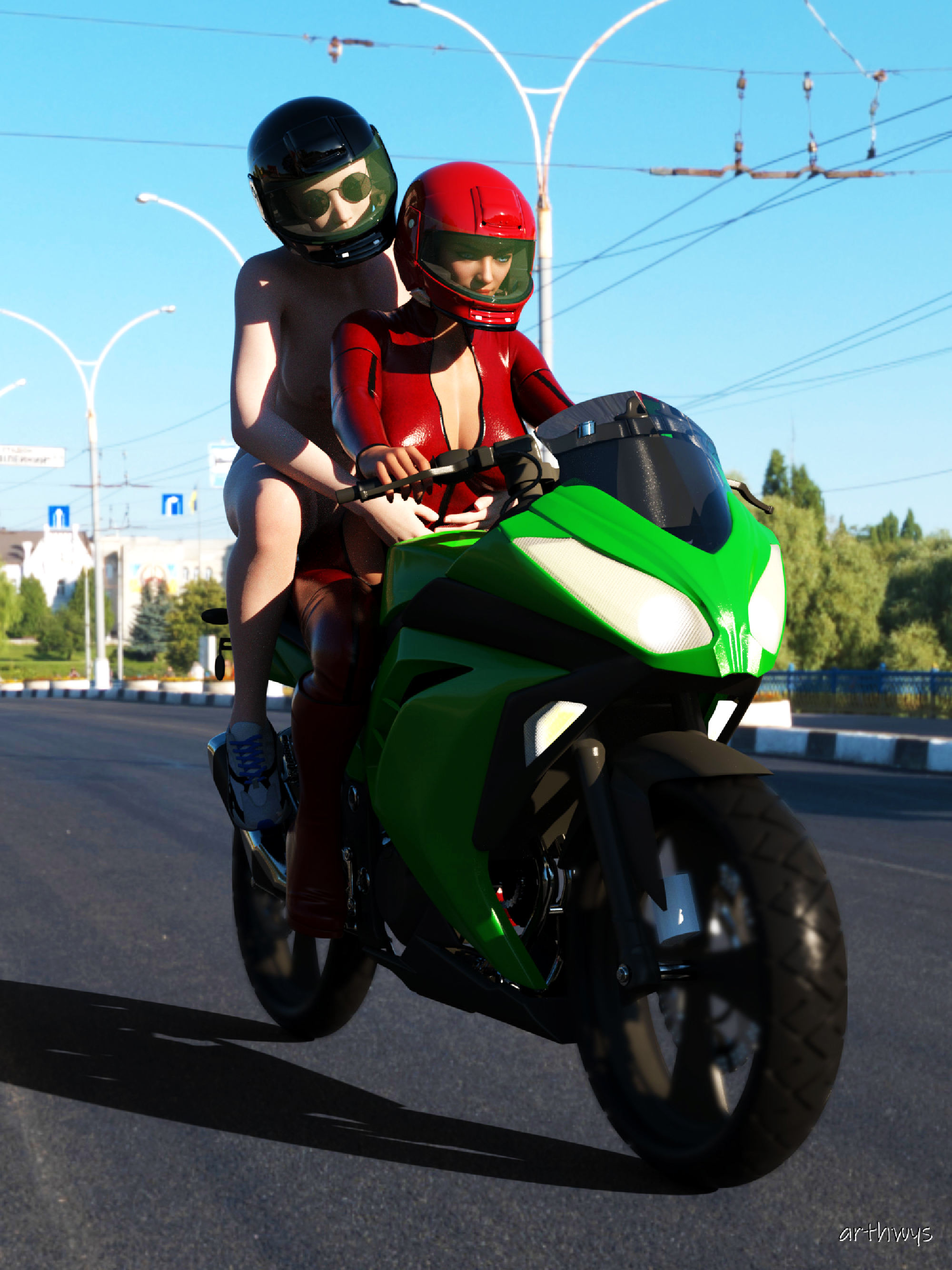 Brandy and Emi on bike 1.jpg