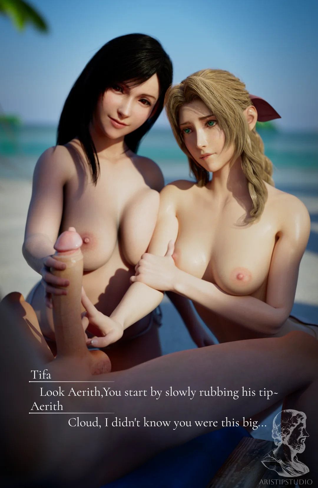 cloud-enjoying-the-beach-with-aerith-and-tifa-aristipstudio-v0-tzgk27h0jfug1.webp