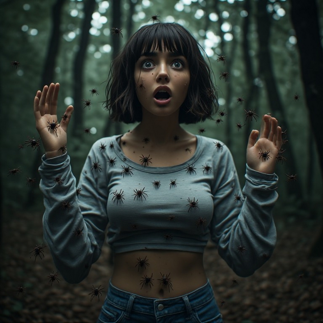 girl being attacked by tiny spiders.jpg