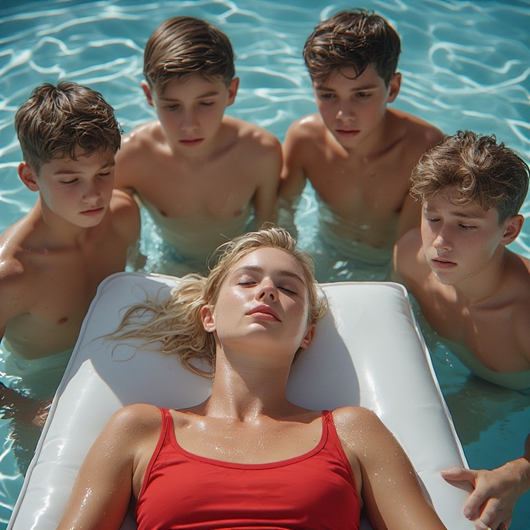 girl in pool being watched by boys.jpg