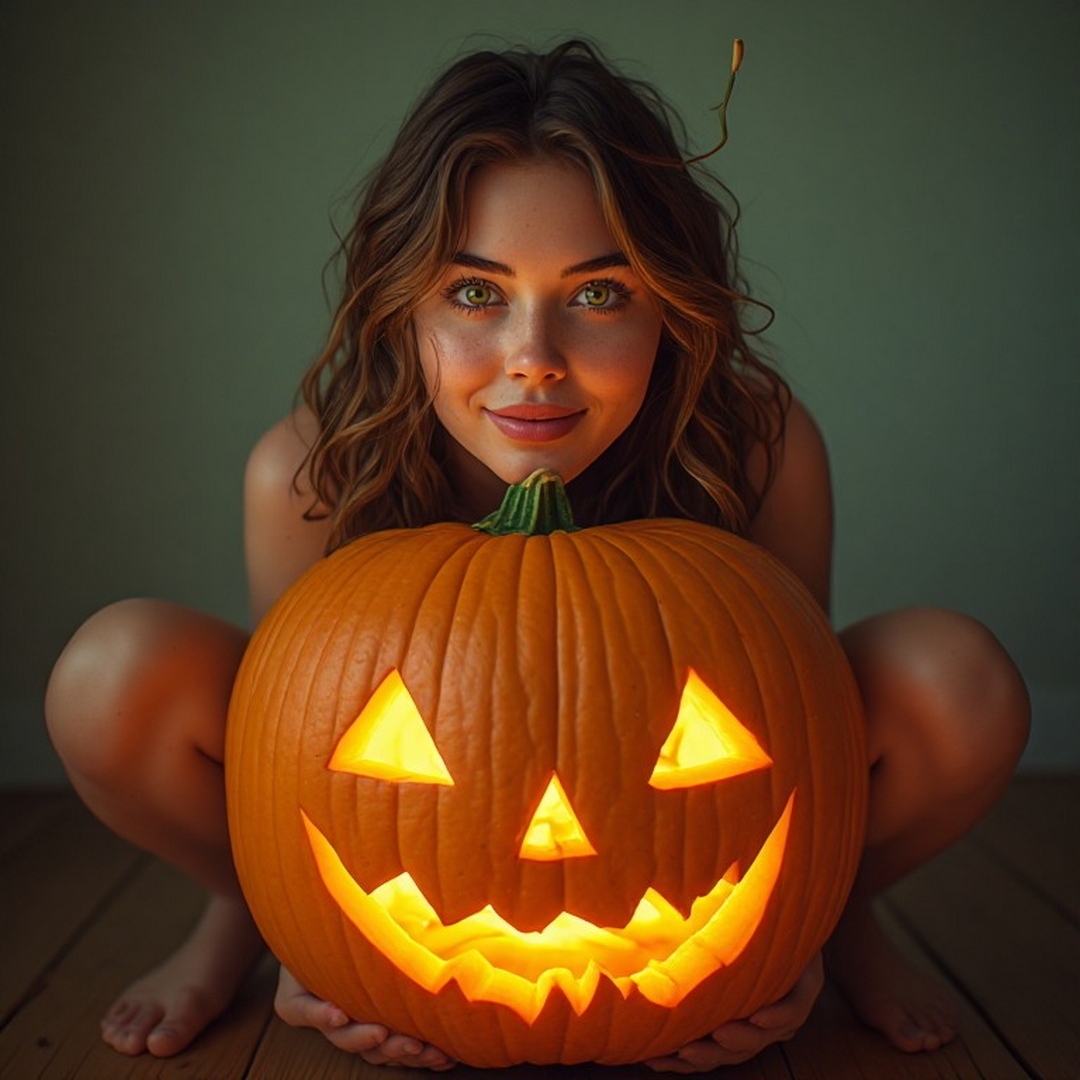 girl sitting behind pumpkin.jpg