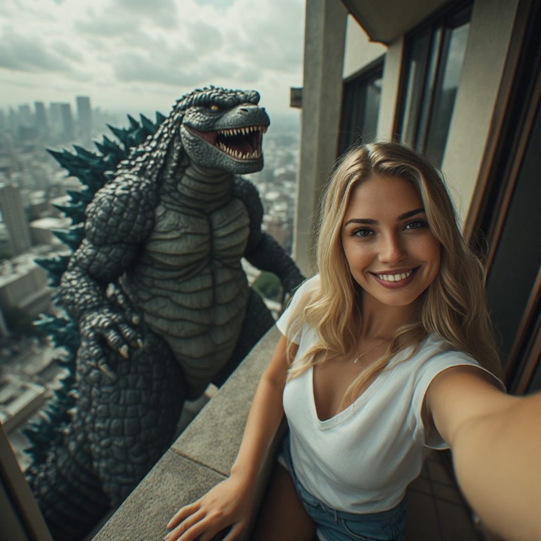 girl taking selfie as godzilla attacks.jpg