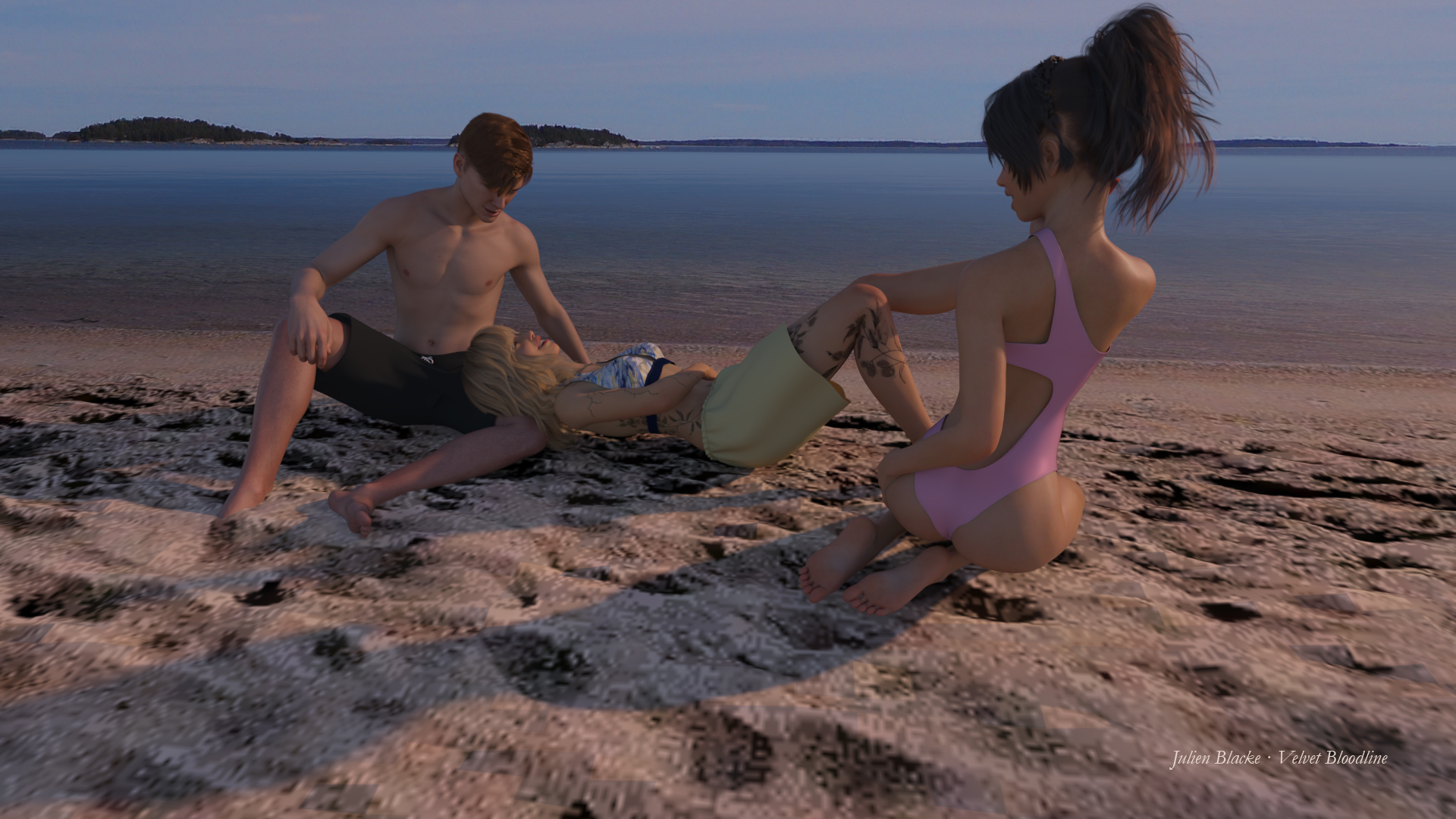 Lucas&Eva&Sophie relaxing on beach.jpg