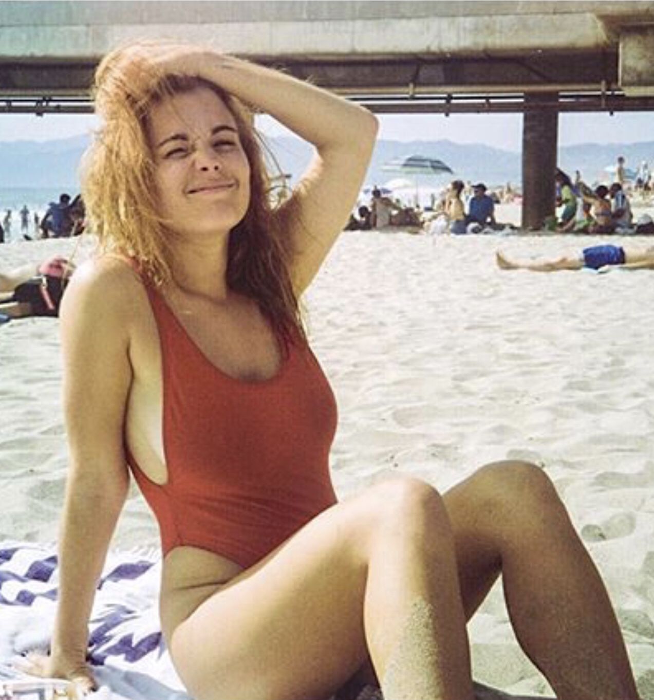 Red swimsuit at beach, 1986-(Original).jpg