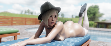 Blonde Ada chlling by the Pool Solo version 4K.png