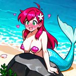 00329-3223305794-mermaid redhead sitting on rock at beach. Wearing seashell pasties over nippl...jpg 00329-3223305794-mermaid redhead sitting on rock at beach. Wearing seashell pasties over nippl...jpg