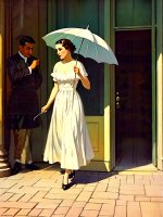 02830-100-Woman in white dress with a parasol walking on sidewalk by barber shop _lora_sd-pulp...jpg 02830-100-Woman in white dress with a parasol walking on sidewalk by barber shop _lora_sd-pulp...jpg