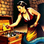 02856-106-lamia guarding a treasure chest, indiana jones holding bottle of whiskey facing lami...jpg 02856-106-lamia guarding a treasure chest, indiana jones holding bottle of whiskey facing lami...jpg