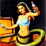 02859-109-lamia guarding a treasure chest, indiana jones holding bottle of whiskey facing lami...jpg 02859-109-lamia guarding a treasure chest, indiana jones holding bottle of whiskey facing lami...jpg