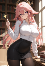 (genshin impact) yae miko - teacher - library - contrapposto_00840.png
