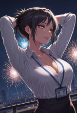 (dragon age) morrigan - office lady - fireworks - arms behind head_00769.png