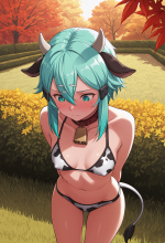 (sword art online) sinon - cow bikini - garden - arms behind back_00802.png