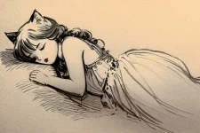 03555-108-catgirl curled up, asleep on bed.webp 03555-108-catgirl curled up, asleep on bed.webp