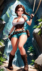 03996-212-Elf woman, Brown [long pony tail_long braided hair], large breasts, climbing equipm...webp