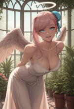 (fate) miyamoto musashi - angel - greenhouse - arms behind back_00761_1.png