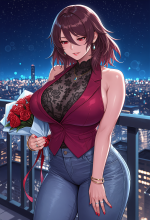 (taimanin) mizuki shiranui - chick v2 - rooftop - holding bouquet_00762.png