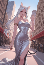 (helltaker) cerberus - gown - day city - waving_00766.png