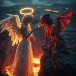 angel & demon by a volcano.jpg