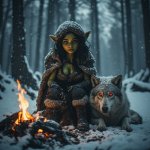 goblin with wolf in forest.jpg
