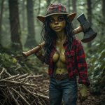 goblin chopping wood in a forest.jpg