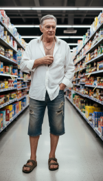 montrer cet homme de l'image 2 de face, cherchant dans un rayon de supermarché e.png