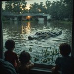 giant alligator in floodwaters outside houses.jpg